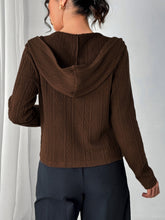 LIZAKOSHT  -  Texture Zip Up Long Sleeve Hooded Outerwear